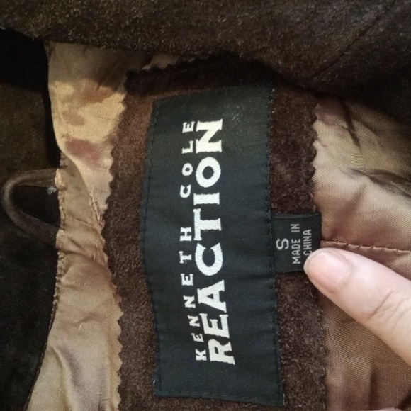 Kenneth Cole Reaction Chocolate Brown Leather Acadamia Y2k Jacket Small - Picture 5 of 11